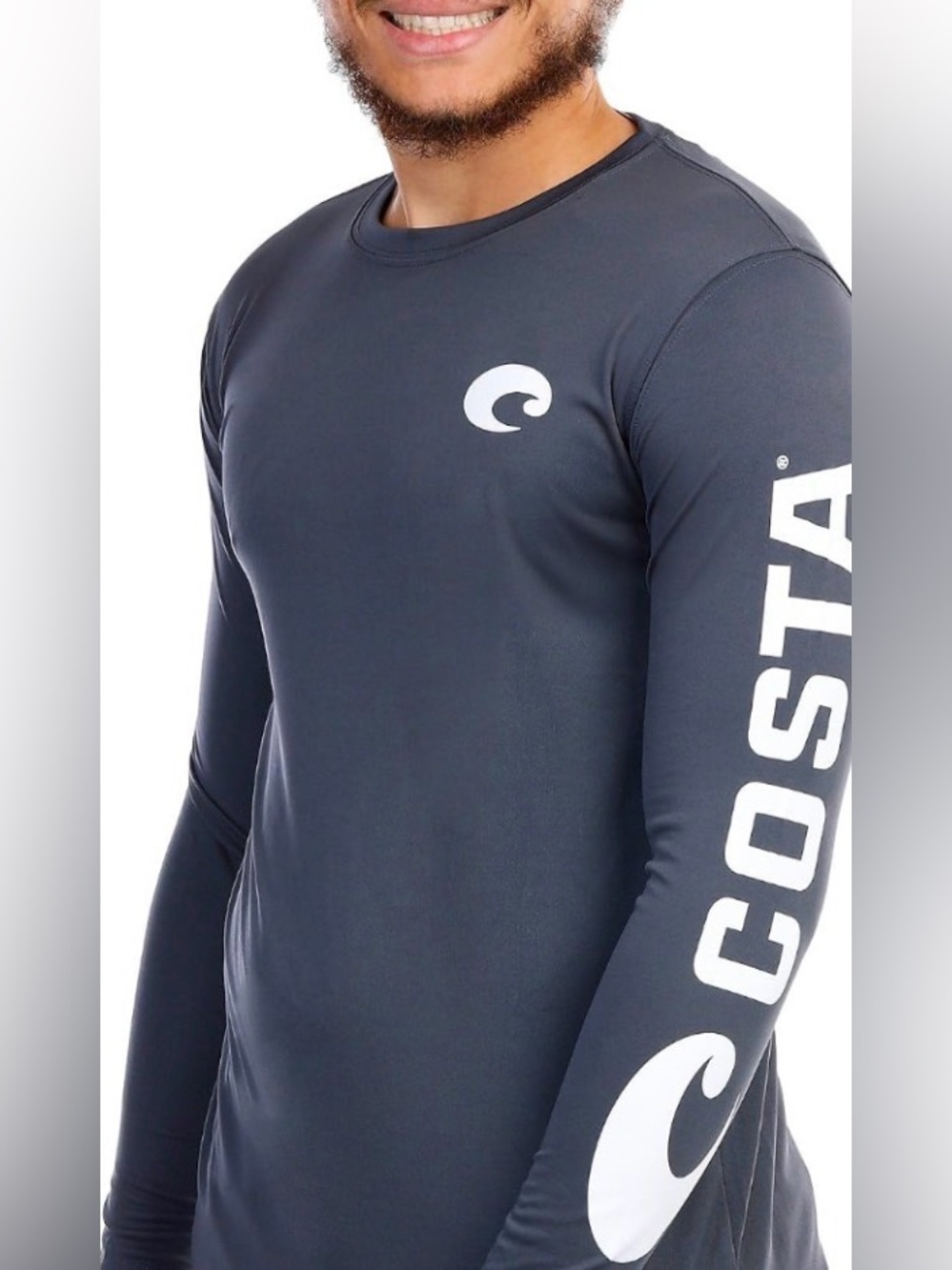 Costa Del Mar Mens Small Navy Blue Long Sleeve Performance Fishing Shirt UPF